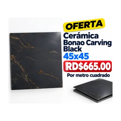 CERAMICA BONAO CARVING BLACK 45X45