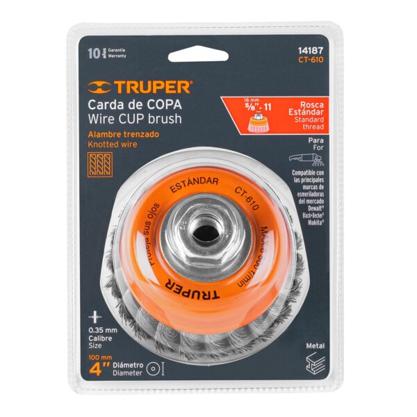 Cepillo copa Truper, alambre trenzado (de 3, 4 y 6 pulgadas) - Imagen 5