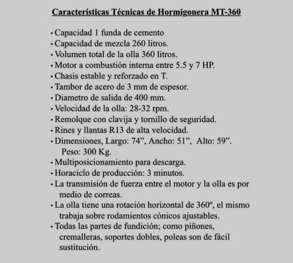 Hormigonera Llanotecnica MT-360 (código-8316) - Imagen 2