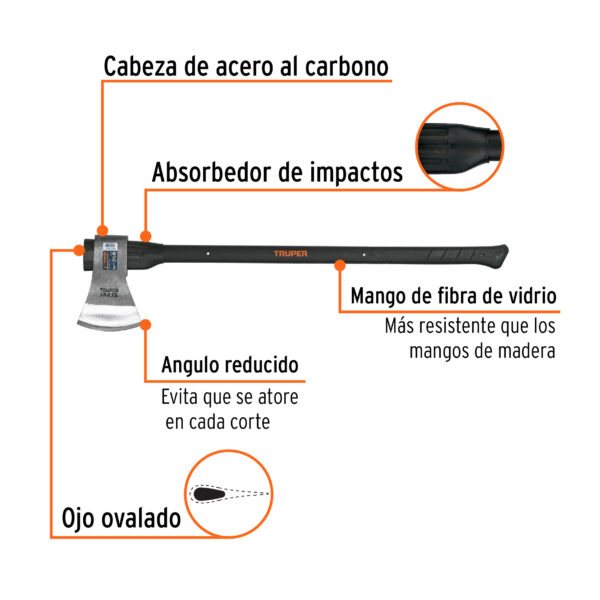 Hacha Truper labor entera 3-1/2 lbs. (código-27570) - Imagen 2