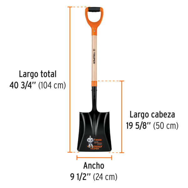 Pala cuadrada T-2000, puño "Y", Truper 17161 (Código-11897) - Imagen 4