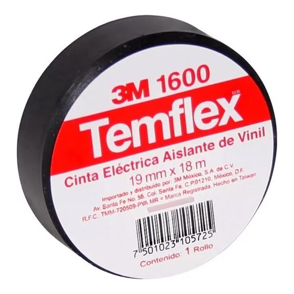Tape 3M 1600 temflex negro (Código-15820)