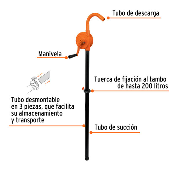 Bomba extractora de aceites con manivela, Truper (código-1904) - Imagen 2