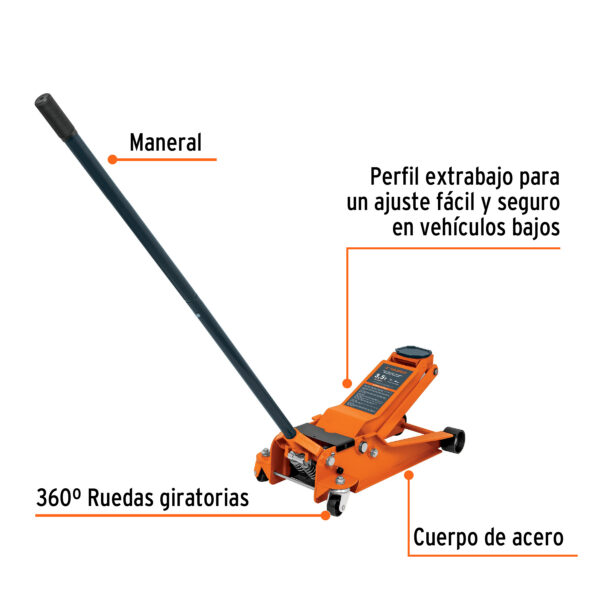 Gato hidrául. profes. de patín Truper 3.5t elevación rápida (código-7969) - Imagen 2