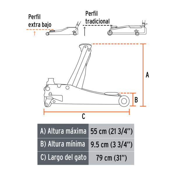 Gato hidrául. profes. de patín Truper 3.5t elevación rápida (código-7969) - Imagen 3