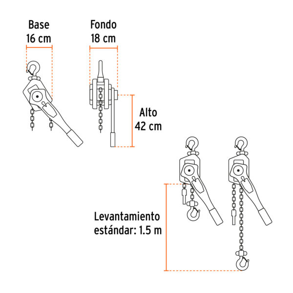 Diferencial de palanca Truper 1-1/2 toneladas (código-35126) - Imagen 2
