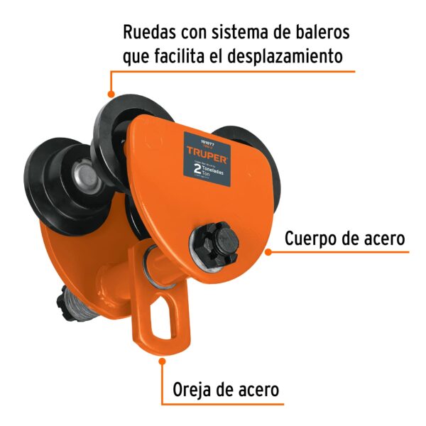 Trole de carga 2 ton p/vigas IPS e IPR, ajustable, Truper (código-31885) - Imagen 2