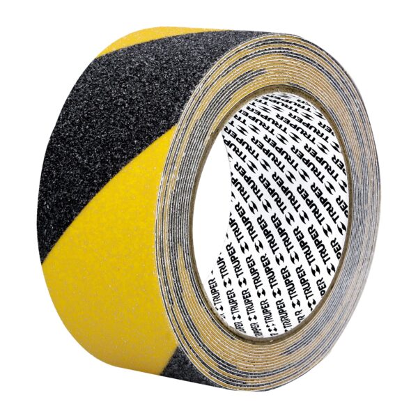 Cinta adhesiva antiderrapante Truper 50mm amar/negra (código-36402)
