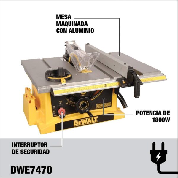 Sierra de mesa DEWALT 1800W DWE7470-B3 (código-30675) - Imagen 2