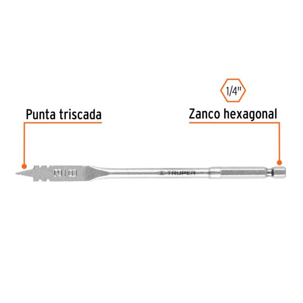 Barrena plana 3/8 Truper p/madera BPT-3/8 (cod. 1554) - Imagen 2