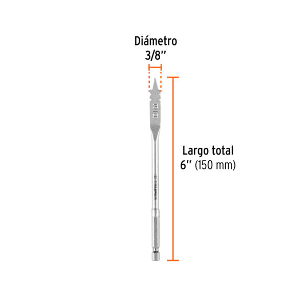Barrena plana 3/8 Truper p/madera BPT-3/8 (cod. 1554) - Imagen 3