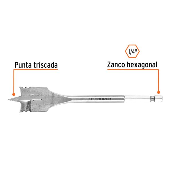Barrena plana 1" Truper p/madera BPT-1 (cod. 1582) - Imagen 2