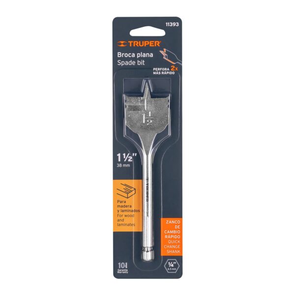 Barrena plana 1-1/2 Truper p/madera BPT-1-1/2 (cod. 1572)