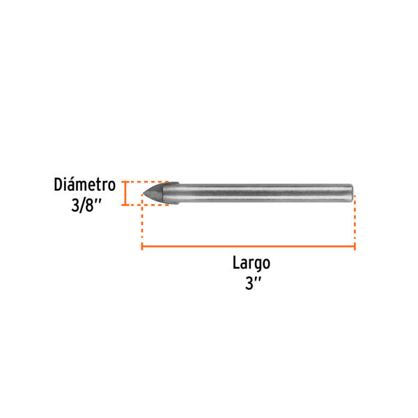 Barrena Truper 3/8" p/vidrio BVI-3/8 (cod. 6181) - Imagen 2