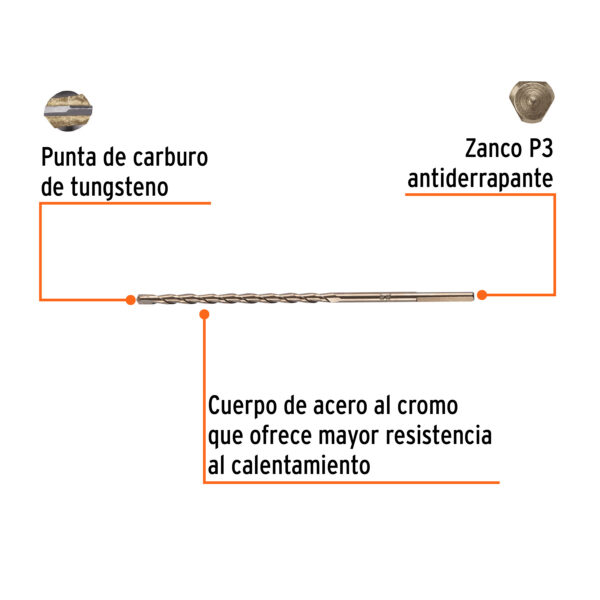 Barrena p/concreto Truper 3/16"x6" BCT-3/16x6-B (cod. 1597) - Imagen 2