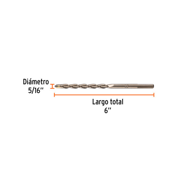 Barrena p/concreto 5/16"x6" Truper BCT-5/16x6-b (cod. 1450) - Imagen 3