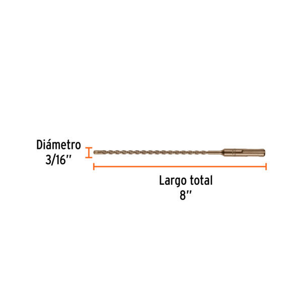 Barrena SDS plus 3/16"x8" Truper BS-3/16x8 (cod. 1378) - Imagen 3