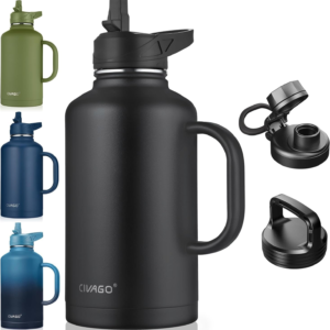 CIVAGO BOTELLA D/AGUA AISLADA 64ONZ NEGRO C/POPOTE Y ASA (COD.39544)