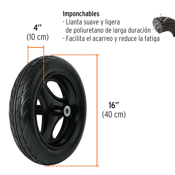 Carretilla Truper 4.5 ft3 goma imponchable mango metal (cod. 39805) - Imagen 4