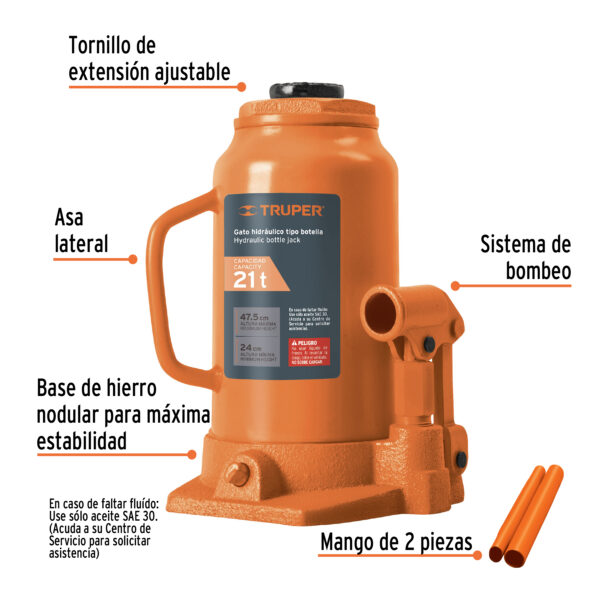 Gato hidráulico Truper 21 TON. 14822 (cod. 39792) - Imagen 2