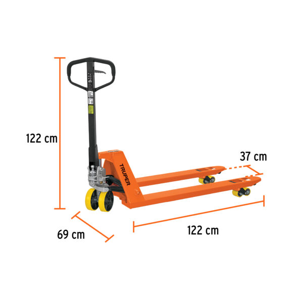 Patín traspaleta 2.5 ton c/ruedas poliuretano, Truper (cod. 39835) - Imagen 3