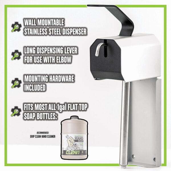 Dispensador jabón Grip Clean acero inox. 17"l. x 4"an. x 9,5"al. (cod. 39853) - Imagen 3